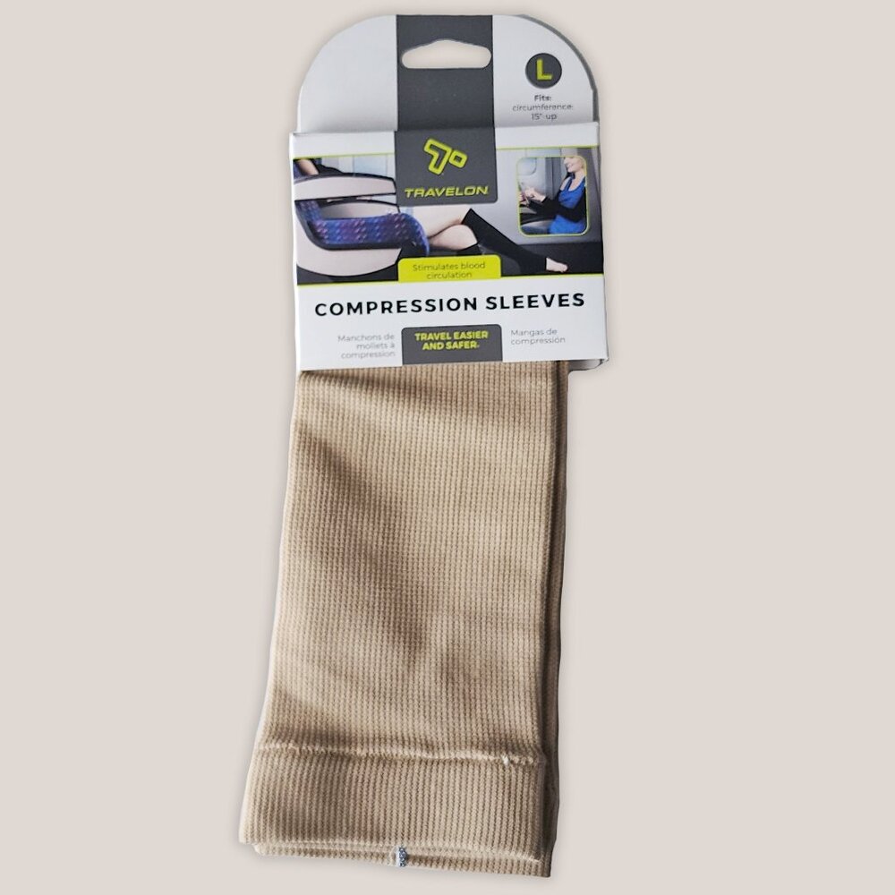 NEW Travelon Compression Sleeves for Airplanes Air Travel in Beige